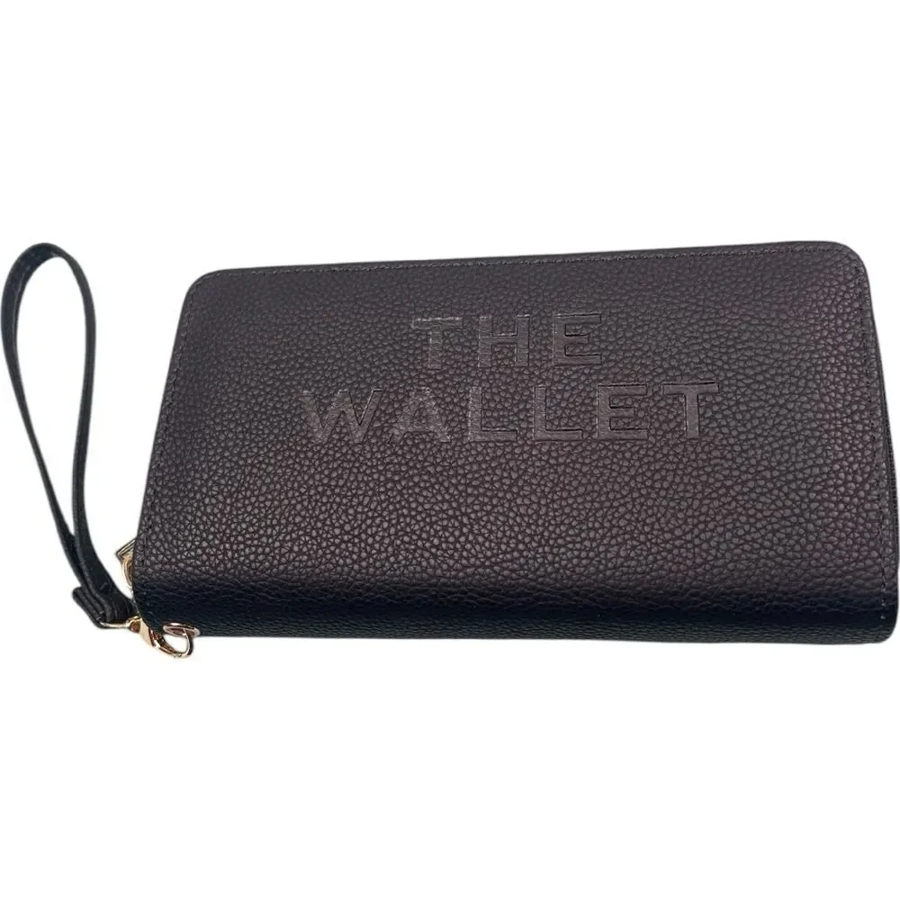 Black Designer Inspired Double Zipper Wristlet Wallet